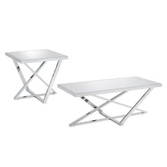 Glanz Metal 2-Piece Coffee Table Set in Chrome