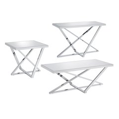 Glanz Metal 3-Piece Coffee Table Set in Chrome