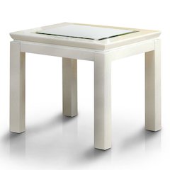 Kristof Glass Top Square End Table in Glossy White