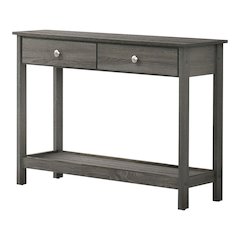 Lekwick Transitional Wood 2-Drawer Console Table in Gray
