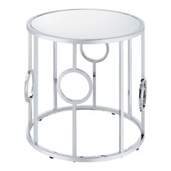 Harper Contemporary Metal Round End Table in Chrome