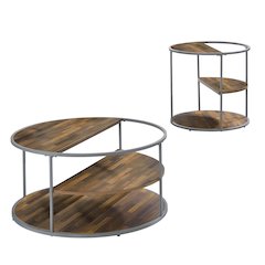 Marquesa Wood Round 2-Piece Coffee Table Set