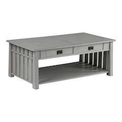 Elm Wood Coffee Table With Hidden Lift Shelf
