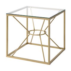 Cevelle Contemporary Glass Top End Table in Gold
