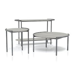 Mordicai Metal 3-Piece Coffee Table Set in Light Gray
