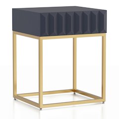 Giffore Metal 1-Drawer Side Table in Antique Blue