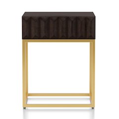 Giffore Metal 1-Drawer Side Table in Walnut