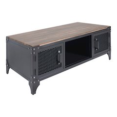 Edam Industrial Metal Storage Coffee Table in Sand Black