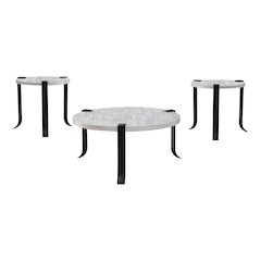 Marwell Metal 3-Piece Coffee Table Set in Antique White