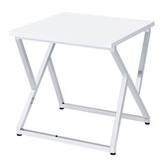 Mergo Wood Square End Table in Chrome and White