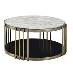 Kual Contemporary Metal 1-Shelf Coffee Table in Brass