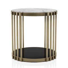 Kual Contemporary Metal 1-Shelf End Table in Brass