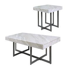 Vasket Contemporary Metal 2-Piece Coffee Table Set