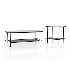 Joaquin Metal 2-Piece Coffee Table Set in Black and White