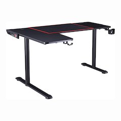 Valay Modern Metal Gaming Desk with Outlets in Black