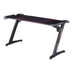 Almly Modern Metal Gaming Desk with Outlets in Black