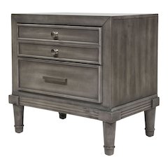 Cartagena Solid Wood 3-Drawer Nightstand in Gray