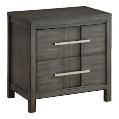 Vela Solid Wood 2-Drawer Nightstand in Grey