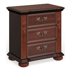 Eleo Traditional Wood 3-Drawer Nightstand in Brown Cherry