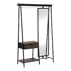 Loeff Metal Coat Stand with Mirror in Matte Black