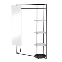 Jovie Industrial Metal Coat Stand with Mirror in White