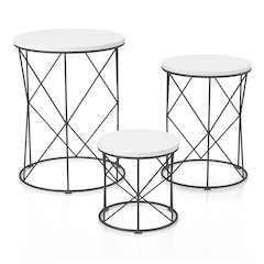 Nikova Contemporary Wood 3-Piece Nesting Tables