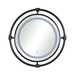 Mizen Metal Round Wall Mirror in Black and Copper