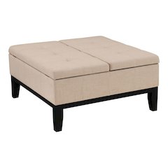 Fernee Transitional Fabric Storage Ottoman in Beige