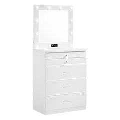 Lita Contemporary Wood Vanity Chest with Mirror