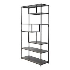 Zin Industrial Metal 6-Shelf Bookcase in Powder Coated Gray