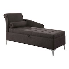 Horsh Contemporary Fabric Storage Chaise in Gray