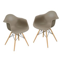 Ashton Plastic Dining Arm Chair in Light Brown (Set of 2)