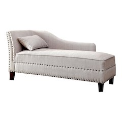 Jazlyn Contemporary Fabric Nailhead Chaise Lounge