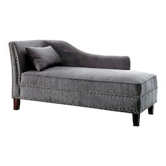 Jazlyn Contemporary Fabric Nailhead Chaise Lounge