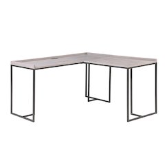 Timor Modern Wood Corner Computer Desk with USB in Gray