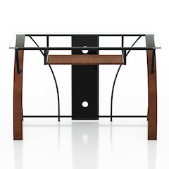 Kyran Contemporary Glass Top Computer Desk in Oak and Black