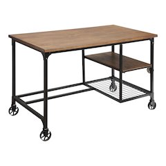 Amtex Metal Computer Desk with Casters in Antique Black