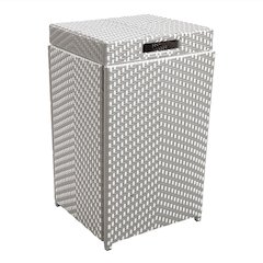 Azur Outdoor Aluminum and PE Wicker Trash Can in Gray