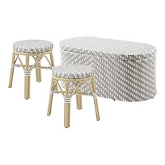 Pagler Aluminum 3pc Wicker Patio Coffee Table and Stool Set