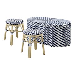 Pagler Aluminum 3pc Wicker Patio Coffee Table and Stool Set