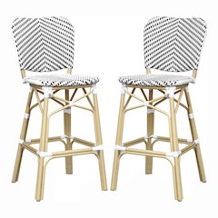 Adino Aluminum Woven Seat Patio Bar Chair (Set of 2)