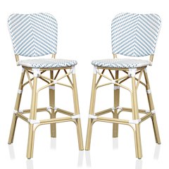 Adino Aluminum Woven Seat Patio Bar Chair (Set of 2)