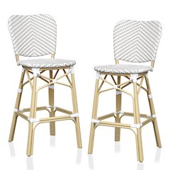Adino Aluminum Woven Seat Patio Bar Chair (Set of 2)