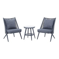 Chauncy Aluminum 3-Piece Outdoor Bistro Set in Gray