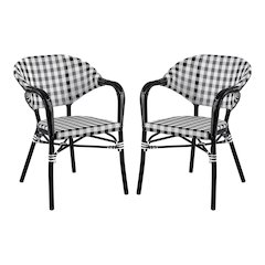 Tidez French Aluminum Patio Arm Chair (Set of 2)