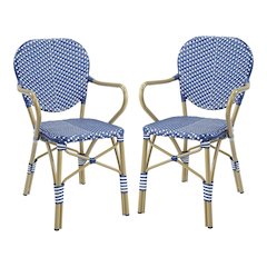 Hamner French Aluminum Patio Armchair in Blue (Set of 2)