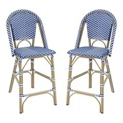 Reo Aluminum Patio Counter Dining Chair in Blue (Set of 2)