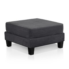 Reese Wood Frame Chenille Storage Ottoman, Grey