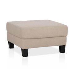 Reese Wood Frame Fabric Storage Ottoman, Beige