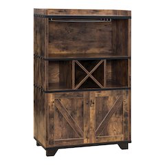 Glamdon Farmhouse Wood 4-Bottle Wine Rack in Brown